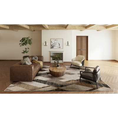 Emery Prism Taupe Machine Made Rug