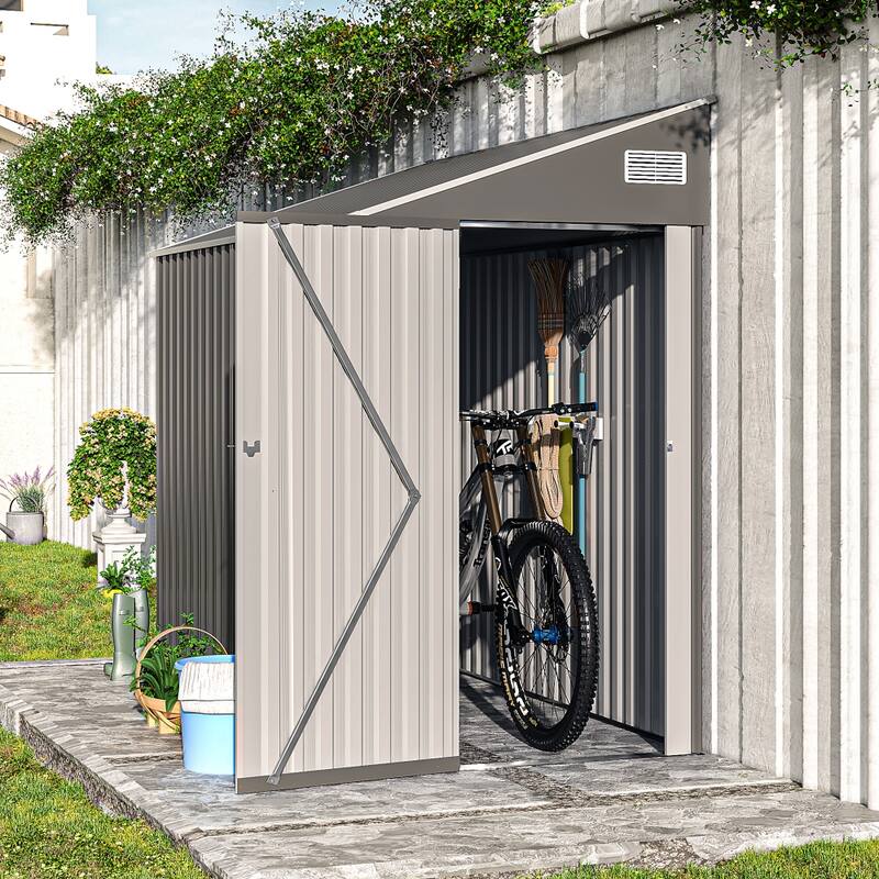 Gray Solid Structural Design Storage Shed with Single Hinge Door - Grey