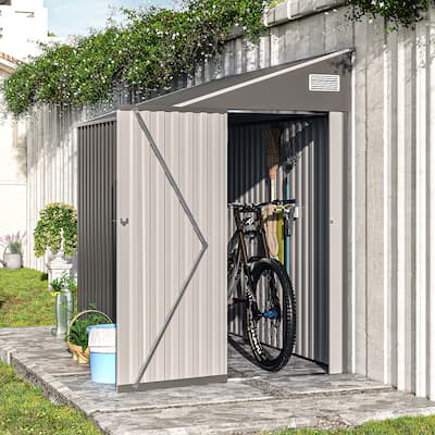 Gray Solid Structural Design Storage Shed with Single Hinge Door
