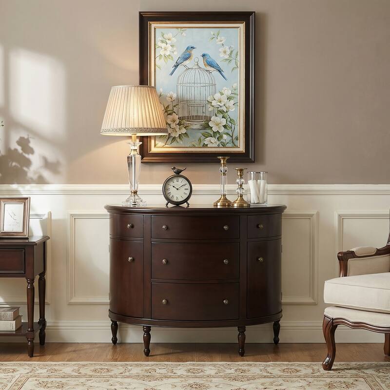 Bedford Mahogany Demilune Console Table - Dark Brown - Veneer