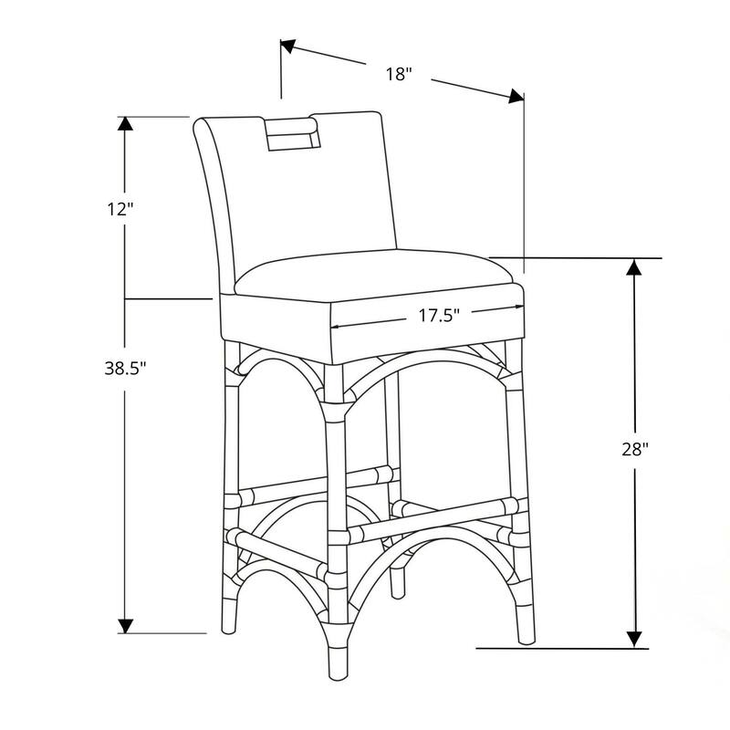 Handmade Natural Rattan Cushioned Bar Stool by East at Main - Natural/White - Counter Height