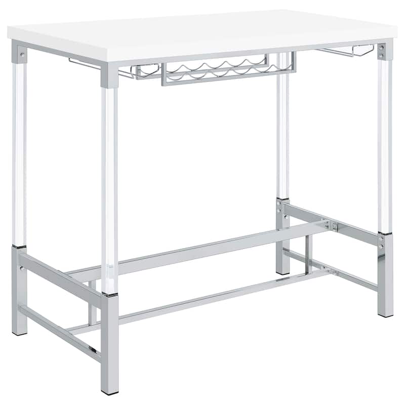 Norcrest 47-inch Acrylic Leg Bar Table White High Gloss - White High Gloss
