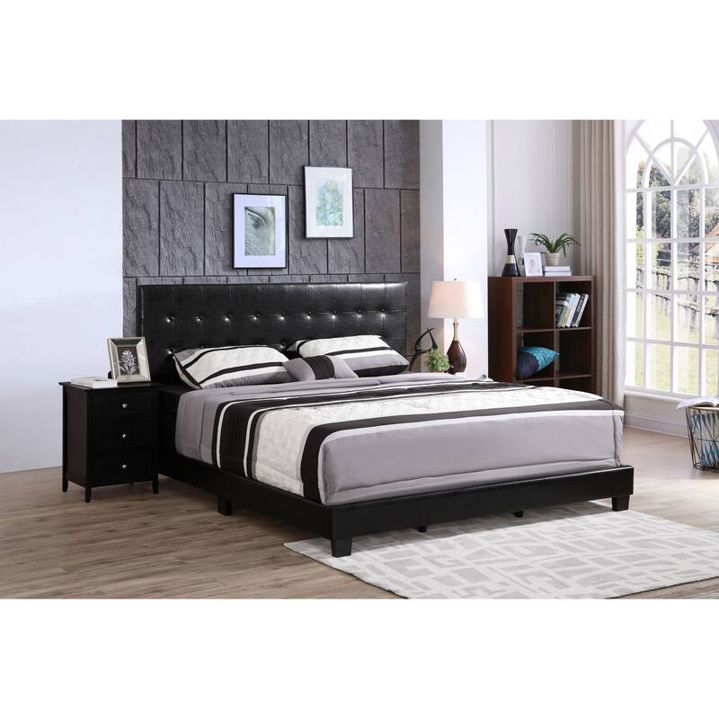 Full Size PU Platform Bed with Sturdy Frame and Easy Assembly