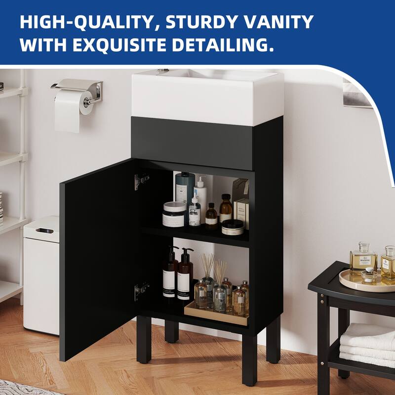 Moasis 15.7" Freestanding Single Bathroom Vanities Set with Cabinet Storage