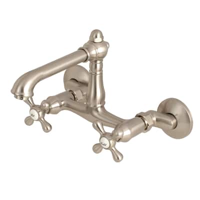 Kingston Brass English Country 6-Inch Adjustable Center Wall Mount Kitchen Faucet