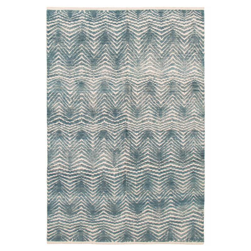 ECARPETGALLERY Hand-knotted Tangier Turquoise Wool Rug - 6'1 x 9'4 - Turquoise - 6'1 x 9'4