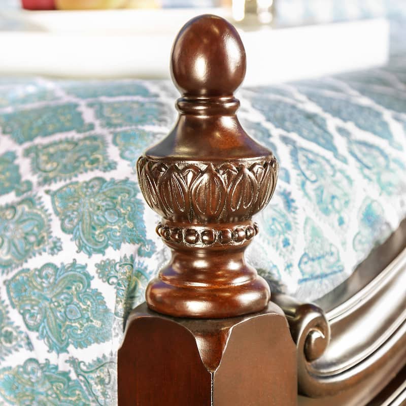 Furniture of America Diva Cherry Solid Wood Four Poster Bed