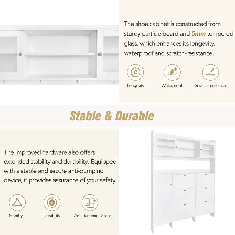 Multifunctional Shoe Cabinet with Shelf & 6 Flip Drawers