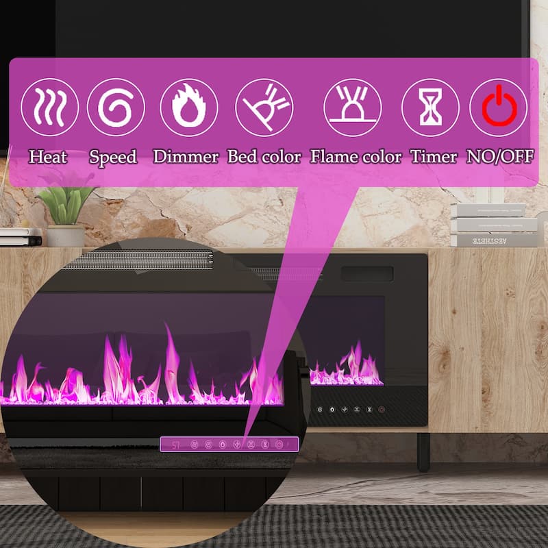 Luxurious TV Stand & Fireplace Combo Integrated LED Fireplace Features