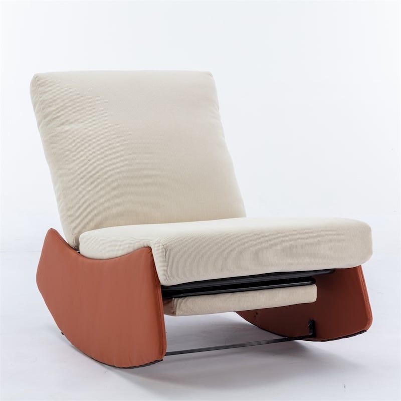 Modern Upholstered Rocking Chair Recliner w/ Footrest and Soft Padded