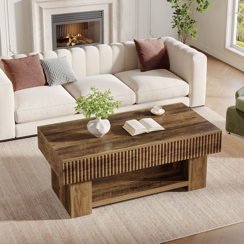 Farmhouse Coffee Table, 47-Inch Rustic Wood Center Table