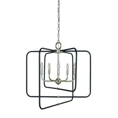 Framburg 5425 SP/MBLACK Five Light Chandelier Montrose Satin Pewter w - Exact Size