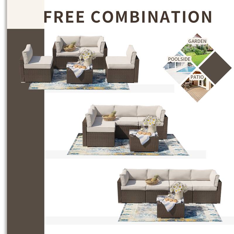 Cosiest 5-piece Outdoor Patio Wicker Furniture Set with Coffee Table