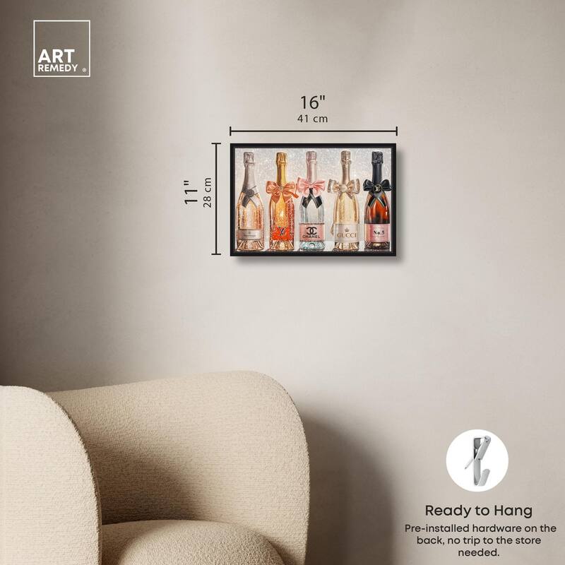 Champagne Bottles Glitz Canvas by Art Remedy