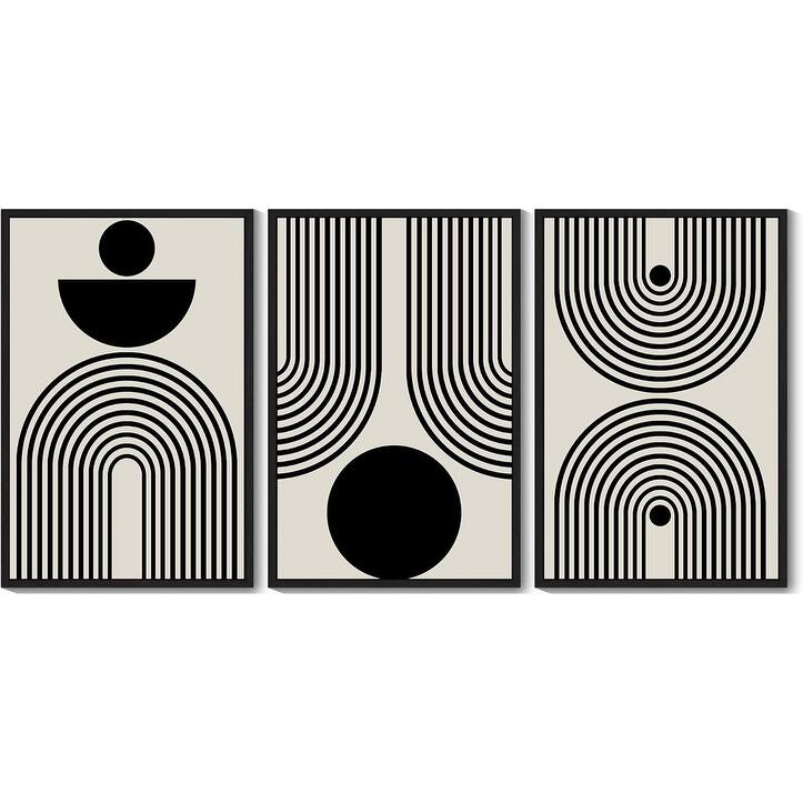 Minimalist Sun Lines Framed Canvas Painting Artwork