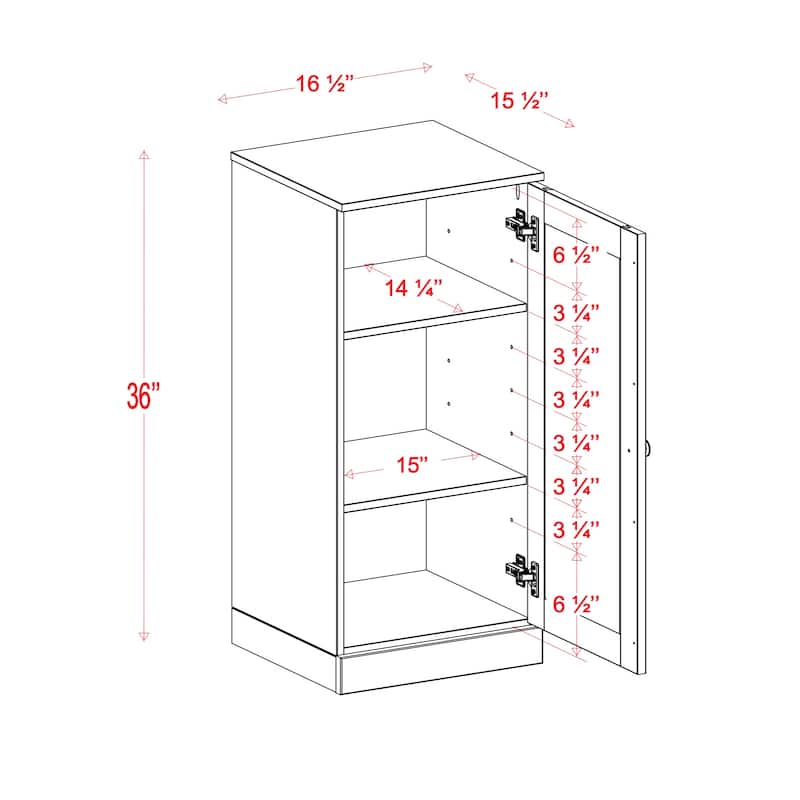 Palace Imports 100% Solid Wood Bathroom Storage Cabinet, Shaker Door, Adjustable Shelves, 16.5" Wide, 35.75" Tall