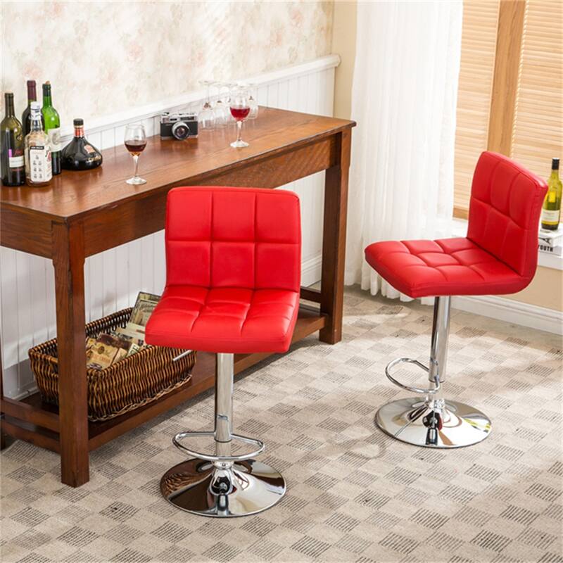 Swivel Faux Leather Adjustable Hydraulic Bar Stool,Set of 2