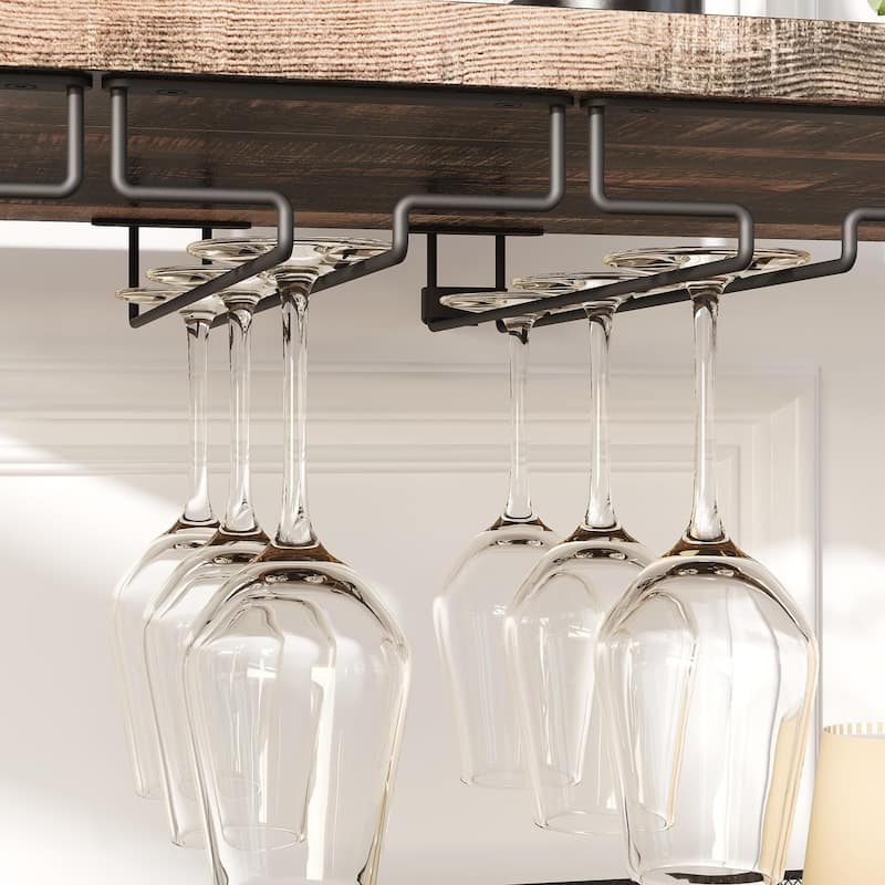3-Tier Wine Bar Cabinet with Storage, Wine Rack & Glass Holder, Small Liquor Cabinet for Home, Black Corner Storage with Shelves