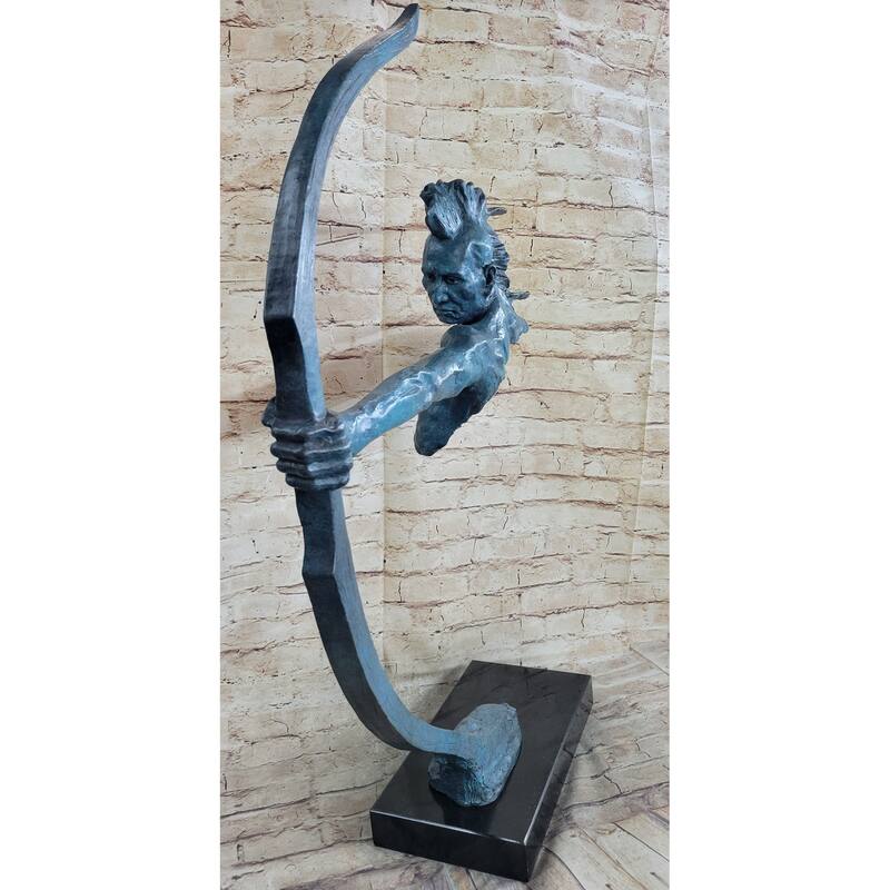 Special Patina Indian Male Warrior 100 Percent Solid Bronze Sculpture Figurine Figure