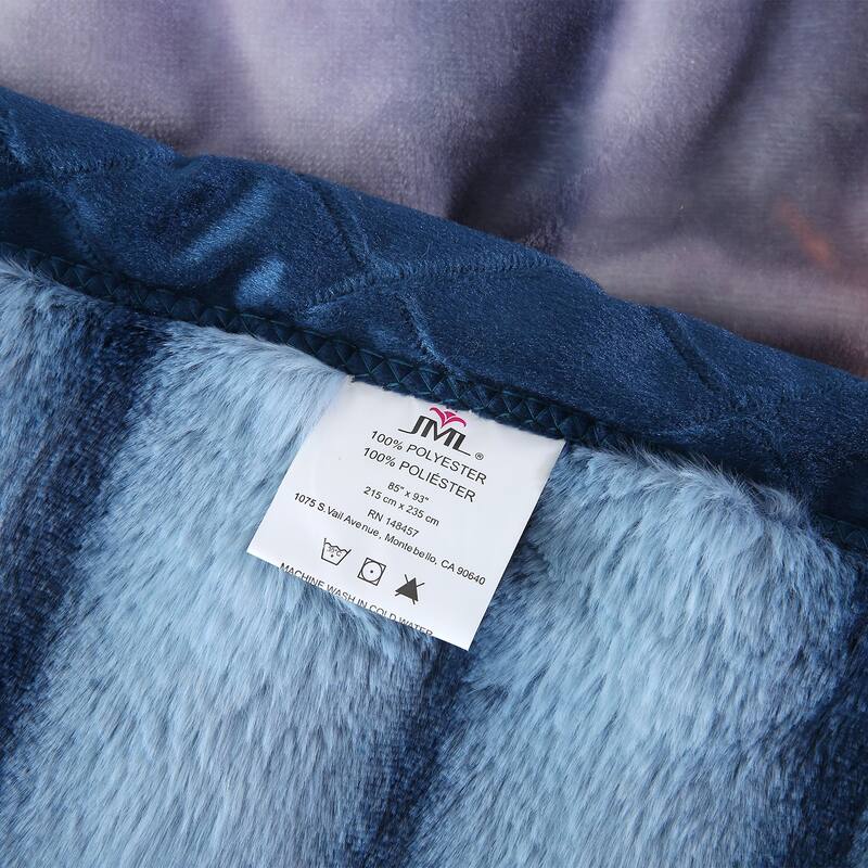 Warm Fleece Blanket Striped Fluffy Plush Bed Blanket 85"x93", 9lbs