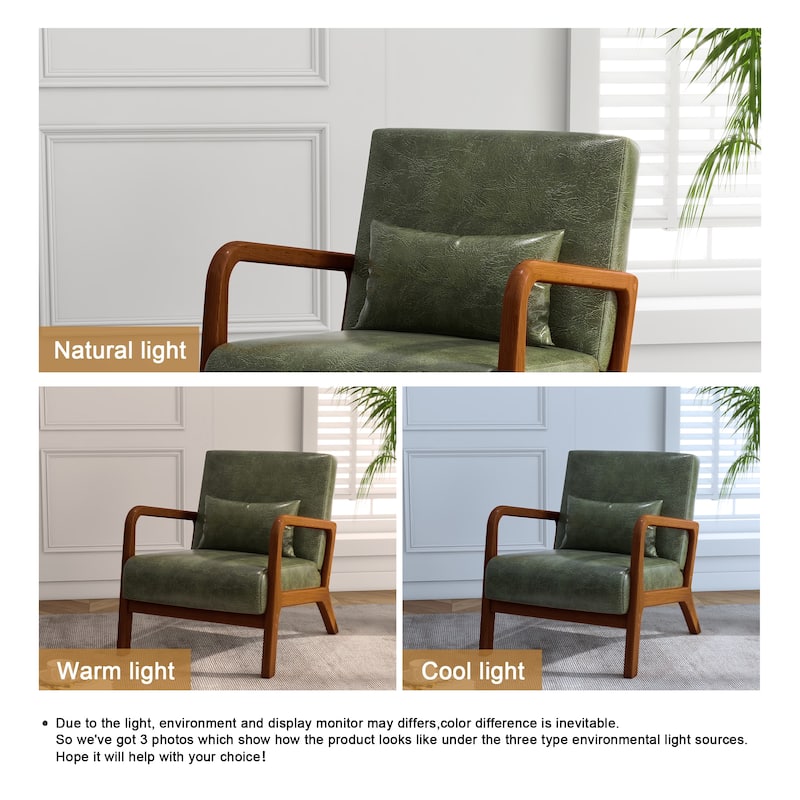 Mid Century Solid Wood Upholstered Accent Chair