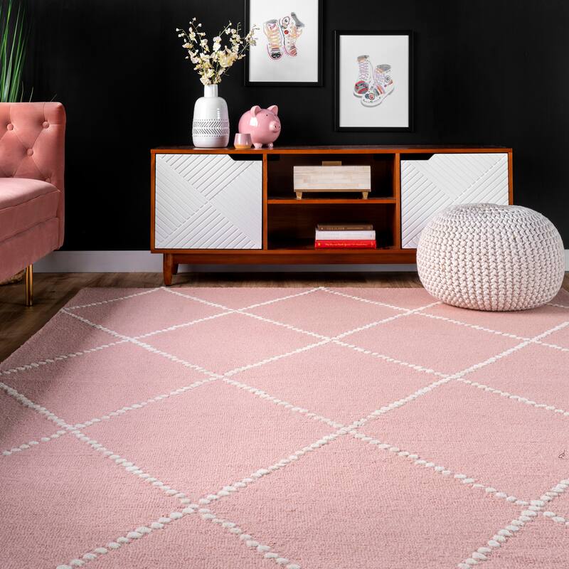 Nuloom Handmade Dotted Trellis Wool Kids Nursery Rug