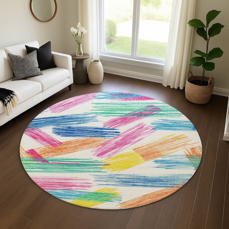 Premium Washable Super Soft Contemporary Mayfield Rug - White - 8' x 8'