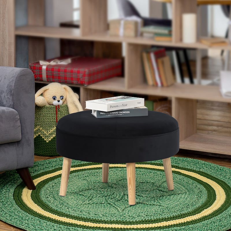 Adeco Carrington Juttersbo Round Tufted Fabric Ottoman