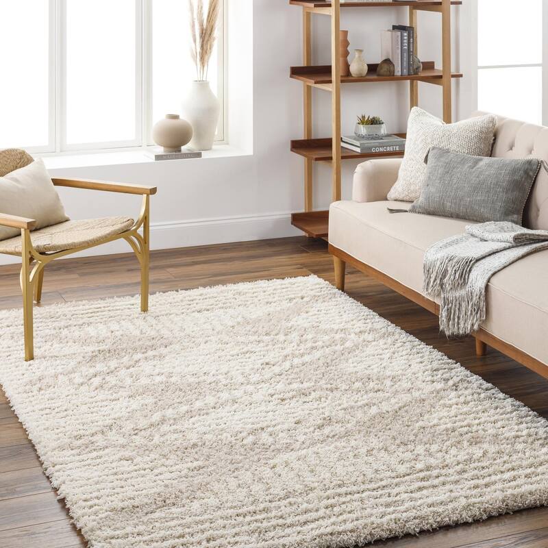 Livabliss Urban Shag Moroccan Tribal Area Rug - Beige/Cream - 5' 3" x 7' 3"