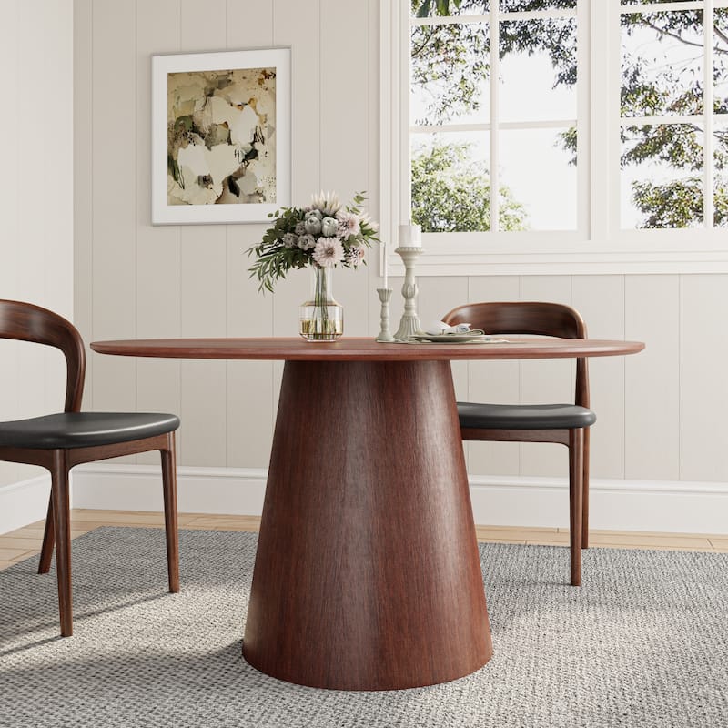 Wooden Round Dining Table for 4-6 Farmhouse - Walnut - 47.24 x 29.52