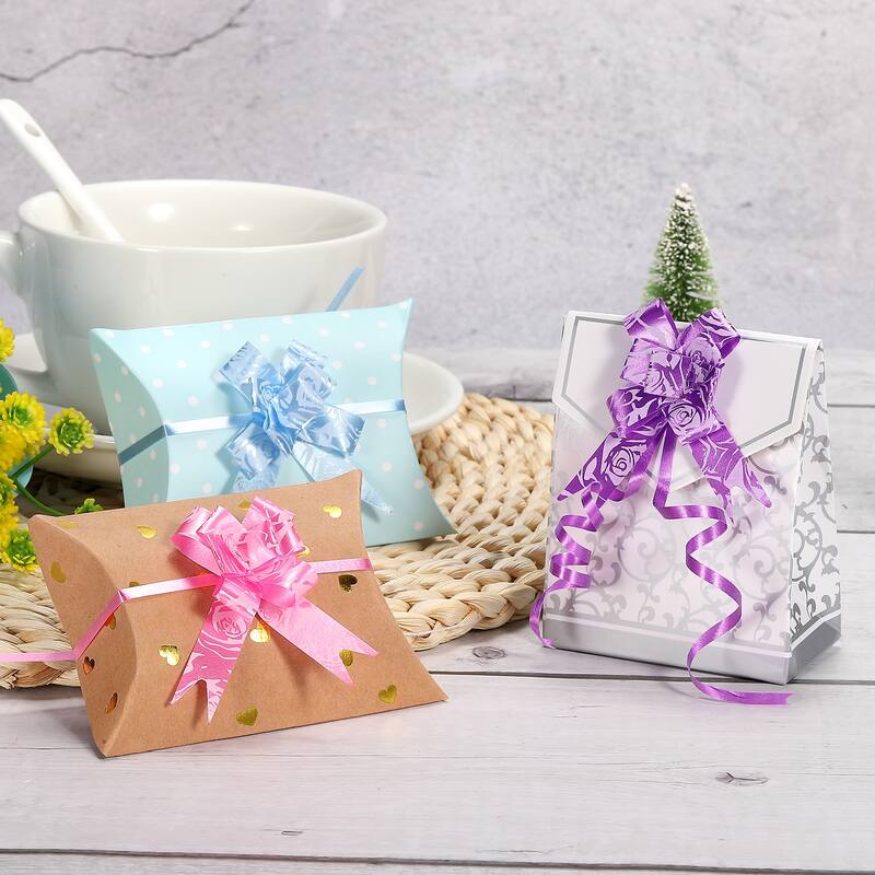 100Pcs 8" Pull Bows Gift Wrapping Pull Bow Rose Pattern Baskets Bows