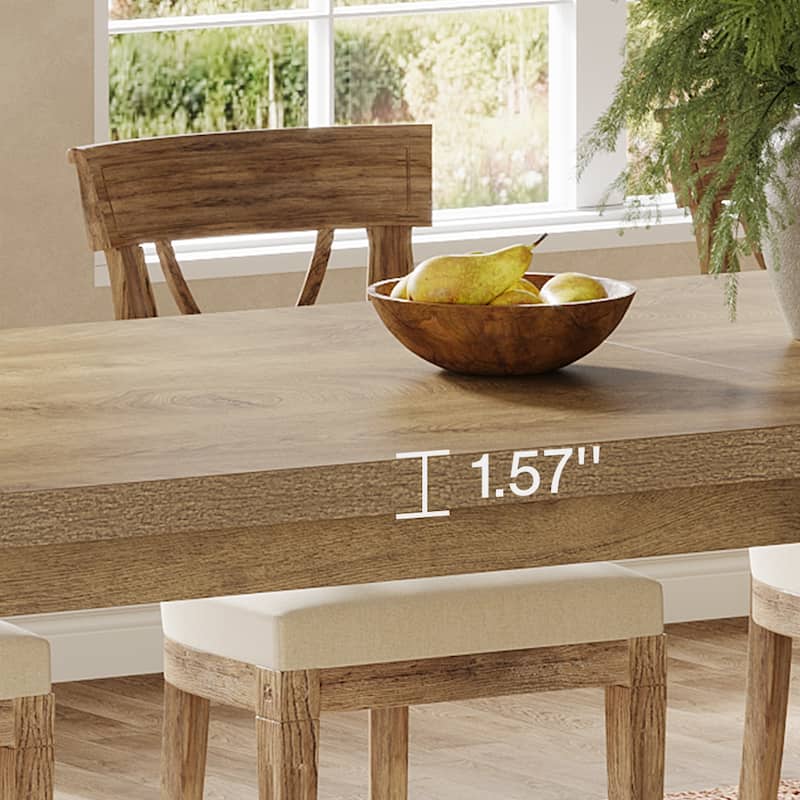 86.61 Inch Extra Long Wood Dining Table Kitchen Table for 6-8