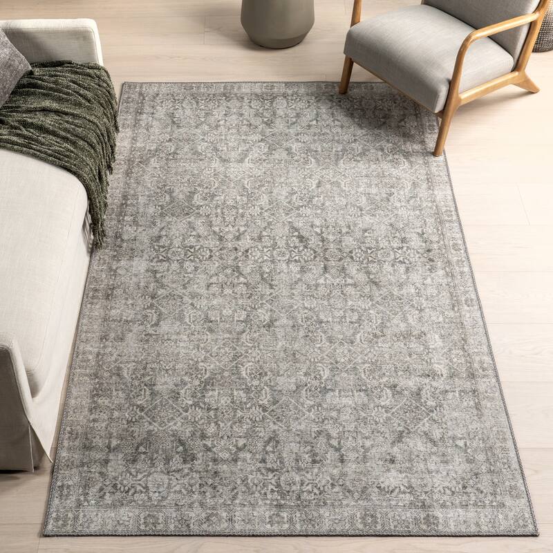 Nuloom Hillstone Collection Traditional Vintage Medallion Area Rug - 6' 7" x 9' - Calianna Grey - Rectangle