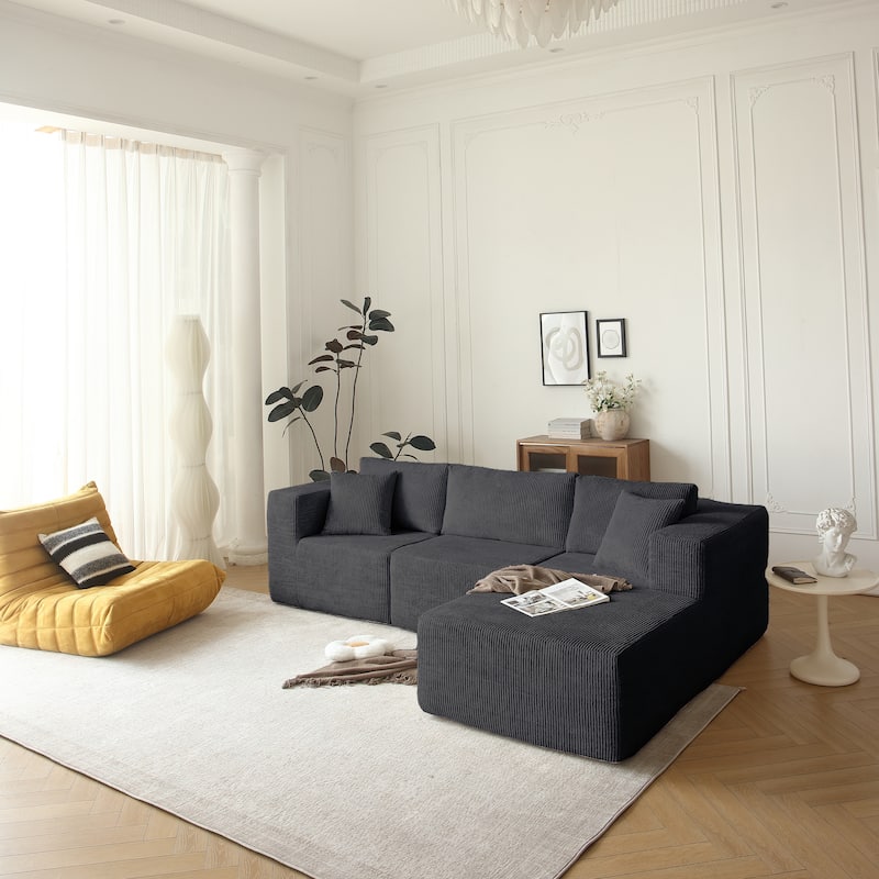 Modern L Shape Sectional Sofa with Reversible Chaise Cushions for Living Room and Guest Room Right , No Assembly