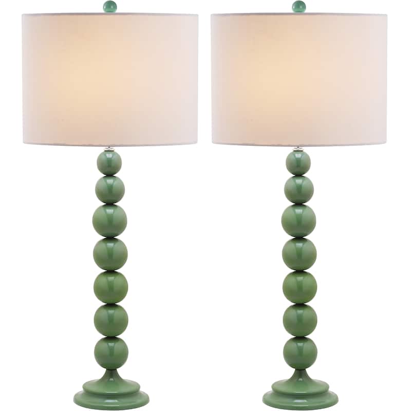 SAFAVIEH Lighting Mechelle 31-inch Stacked Ball White Table Lamp (Set of 2) - 14"x14"x31.5" - 14Wx14Dx32H