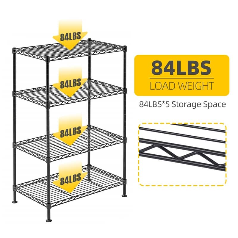 4-Tier Industrial Welded Wire Shelving Black