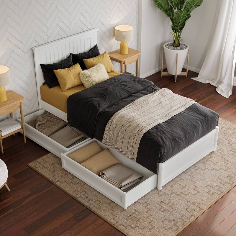 Malta Platform Bed with Panel Footboard and Storage Drawers