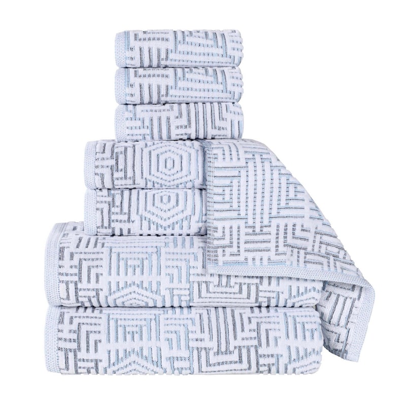 Superior Jasper Cotton Modern Jacquard Soft 8 Piece Bathroom Towel Set