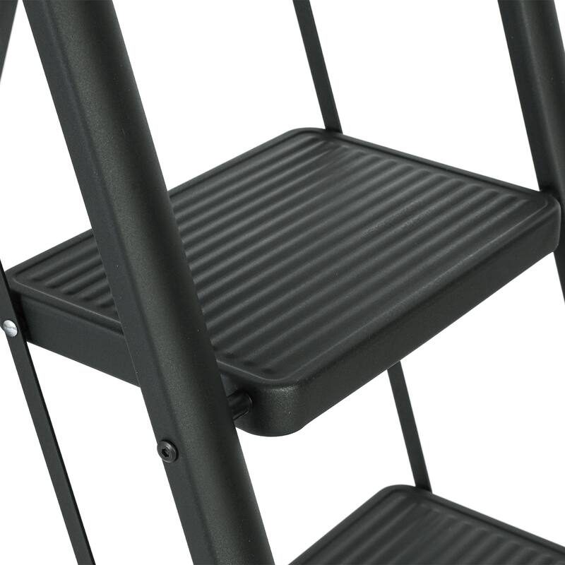 Black 5 Step Stool Folding Step Stool with Tool Box