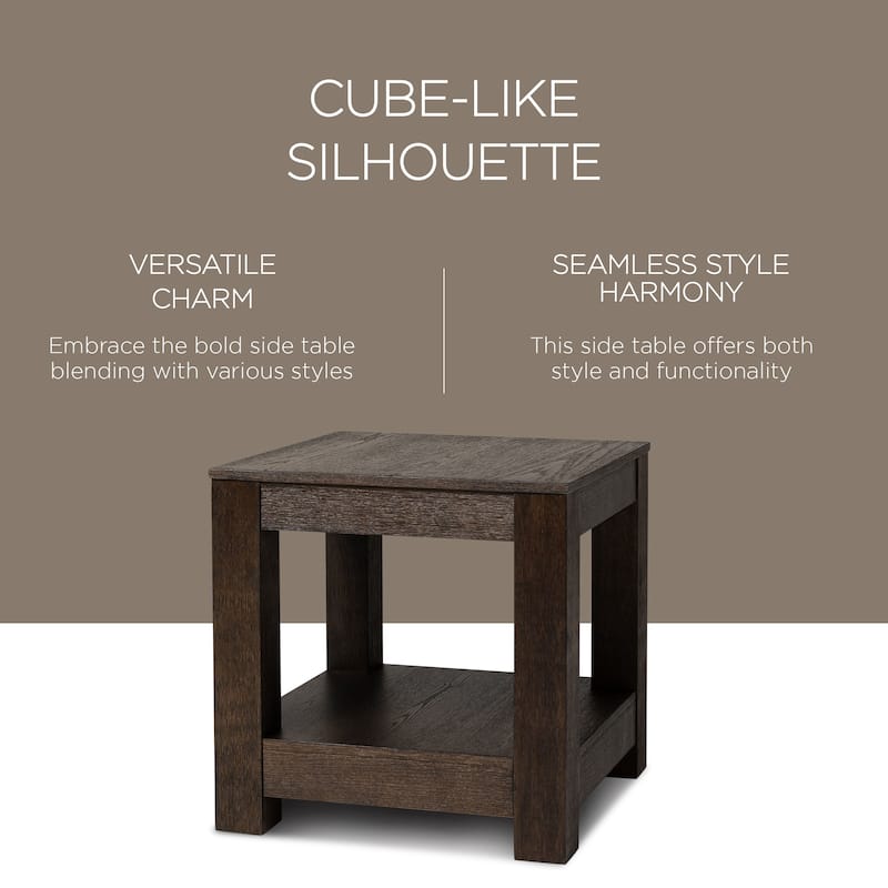 Maven Lane Paulo Wooden Side Table in Weathered Black Finish