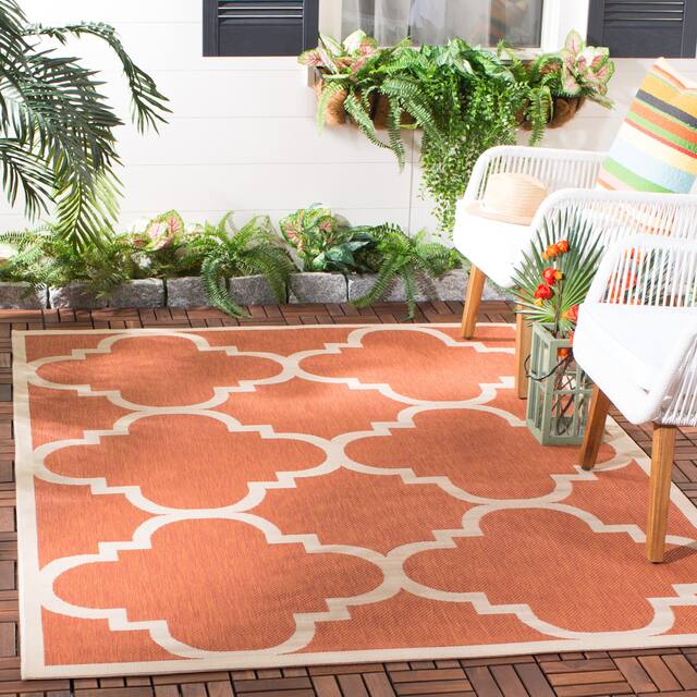 SAFAVIEH Courtyard Maryanne Indoor/ Outdoor Waterproof Patio Backyard Rug - 2'7" x 5' - Terracotta