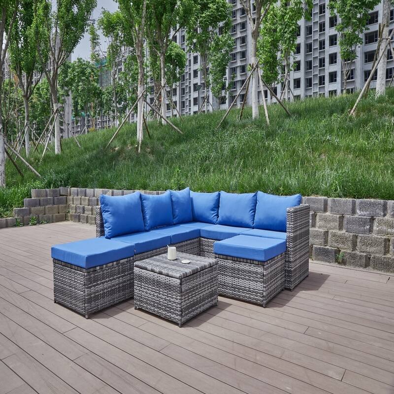 Patio Sofa Set with Cushions, All-Weather Wicker