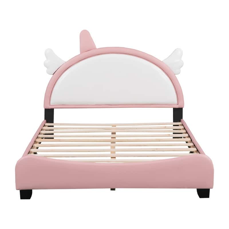 Unicorn Shape Full size Upholstered Platform Bed w/Headboard - Bed Bath ...