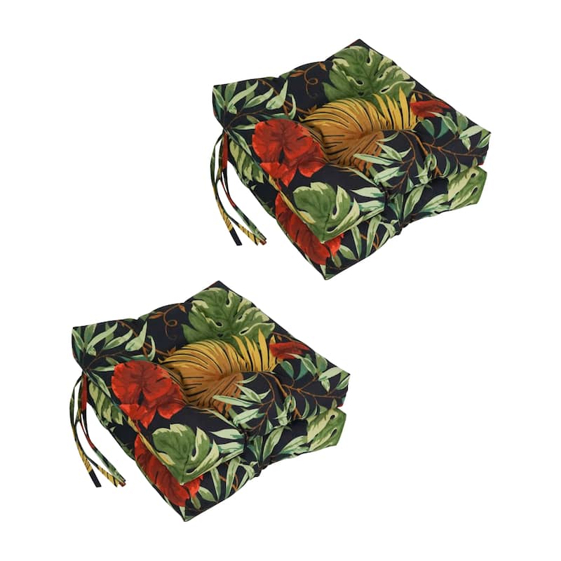 16-inch Square Tufted Indoor/Outdoor Chair Cushions (Set of 4) - 16" - Tropique Raven