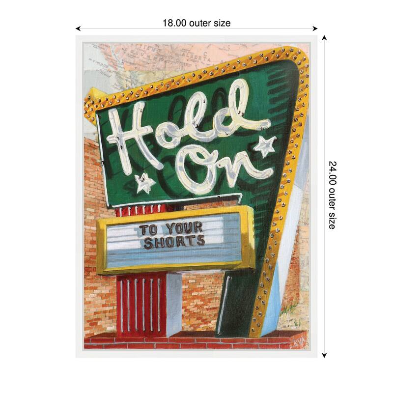 Kate and Laurel Hold On To Your Shorts by Krista V. Allenstein Framed Canvas Wall Art Print