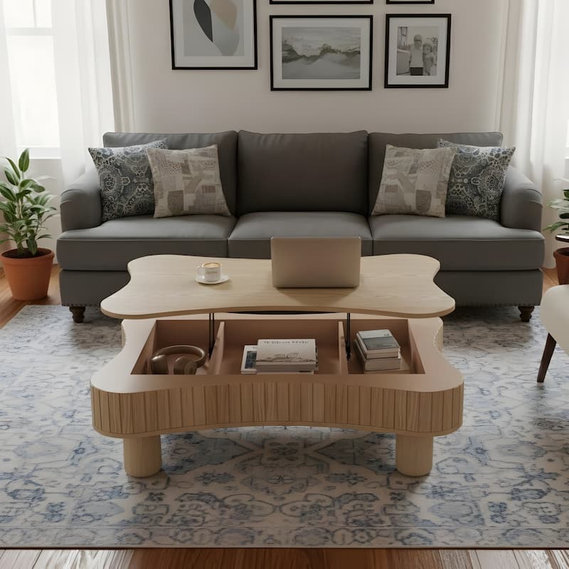 Rustic Lift Top Coffee Table with Hidden Storage