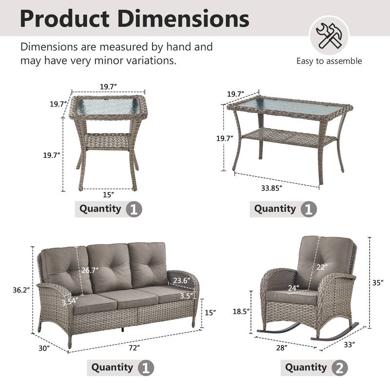 Gymojoy Outdoor Wicker Patio Furniture Sofa Chair Set Weather-Resistant