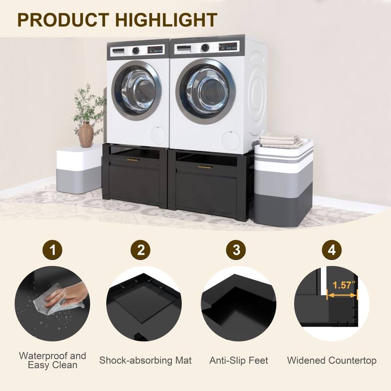 VEIKOUS Laundry Pedestal for Washer and Dryer with Large Capacity Drawer