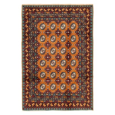 ECARPETGALLERY Hand-knotted Uzbek Kargahi Brown Wool Rug - 4'0 x 6'0
