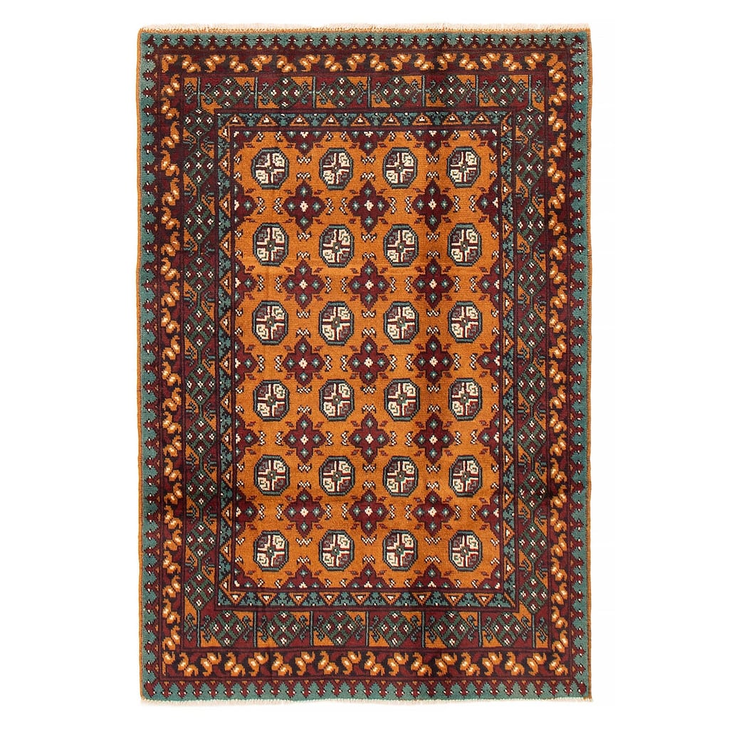 ECARPETGALLERY Hand-knotted Uzbek Kargahi Brown Wool Rug - 4'0 x 6'0